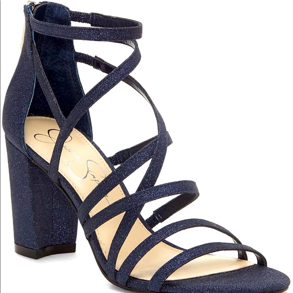 jessica simpson stassey glitter strappy block heel sandals